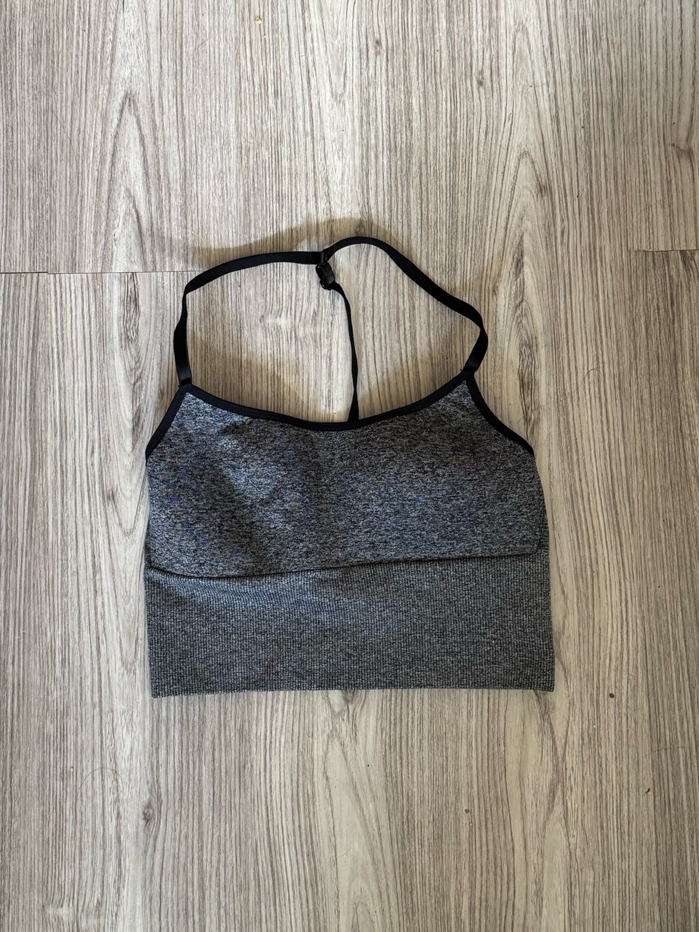 PINK Victoria's Secret Grey Seamless Sports Bralette with Black Trim